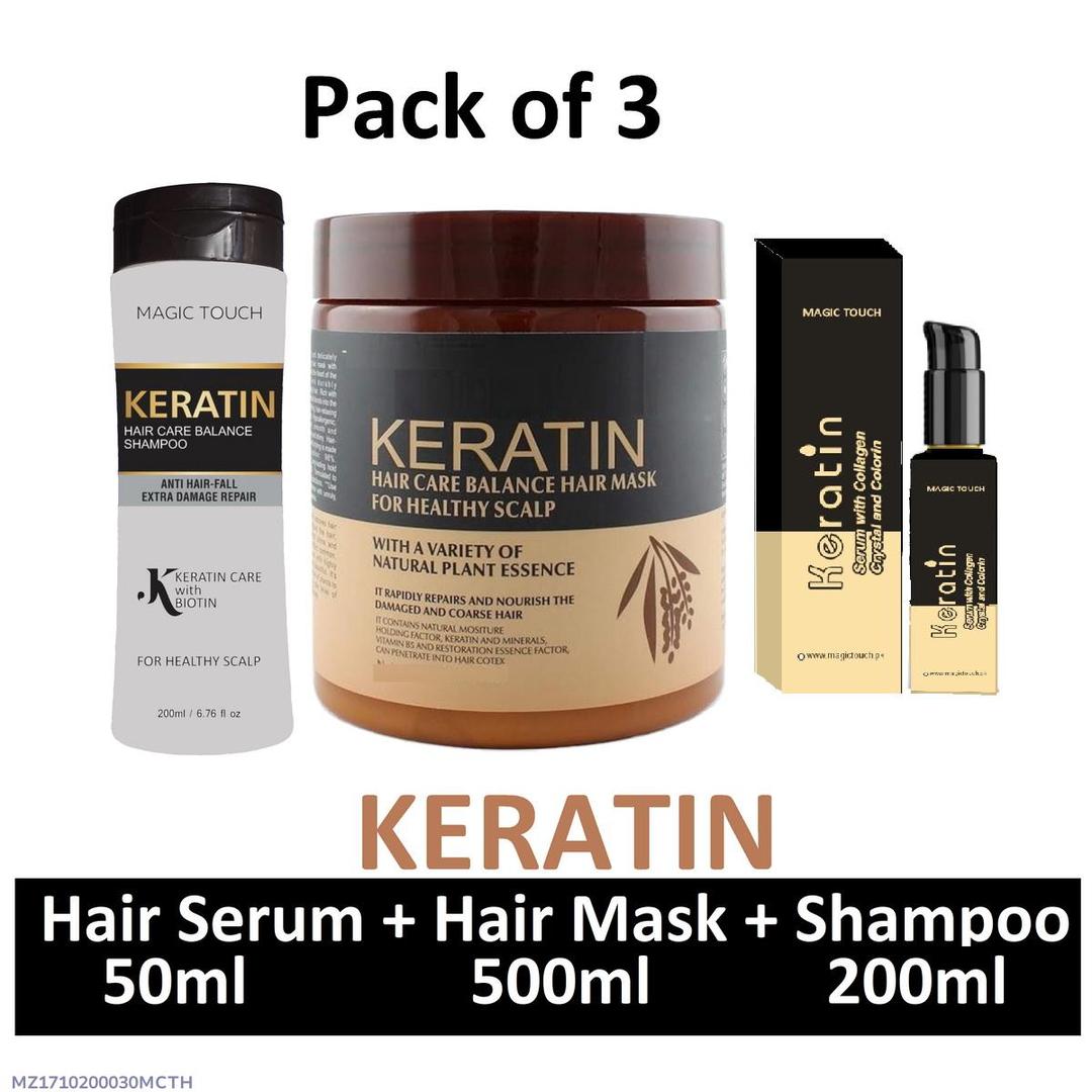 Keratin Hair Care Pack 3 in 1 Shampoo Serum Mask