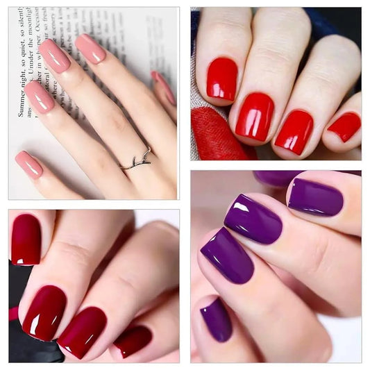 96 Pcs Multicolor ABS Fake Nails with Chrome Finish