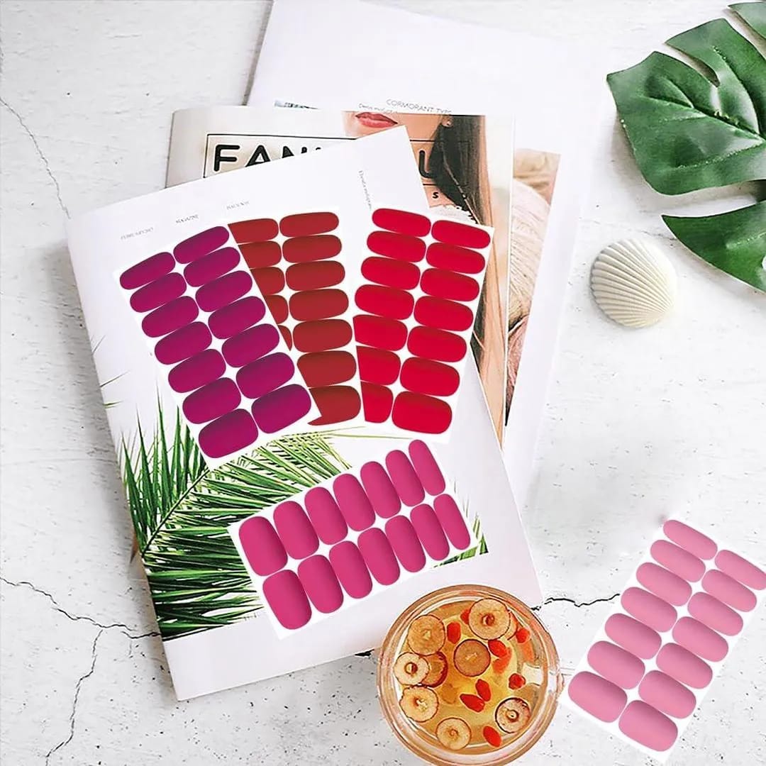 96 Pcs Multicolor ABS Fake Nails with Chrome Finish