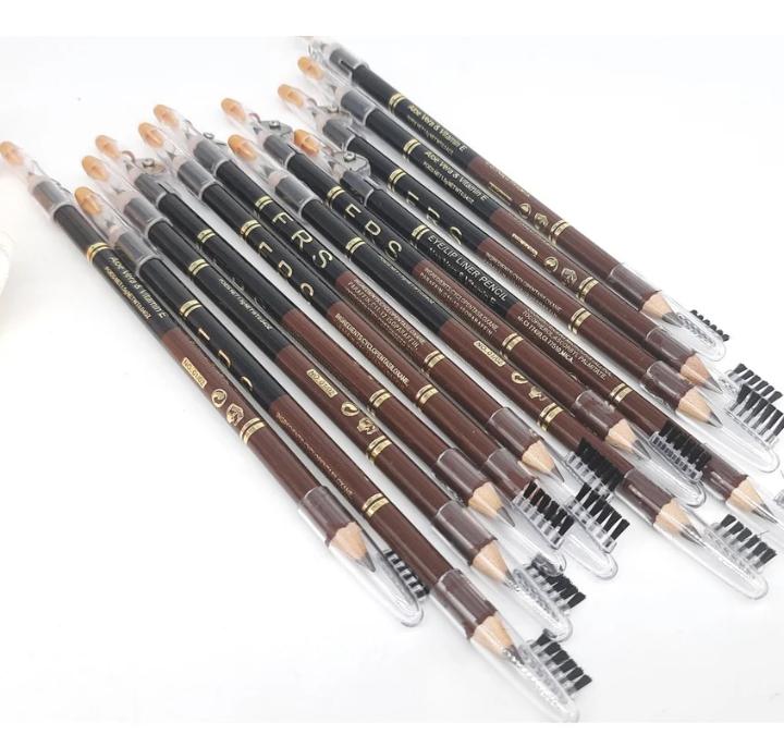 12 Pcs Eyebrow Pencil With Brush Black High Pigment