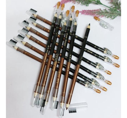 12 Pcs Eyebrow Pencil With Brush Black High Pigment