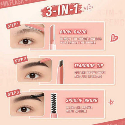 Waterproof 3-in-1 Eyebrow Pencil Brush