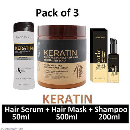 Keratin Hair Care Pack 3 in 1 Shampoo Serum Mask