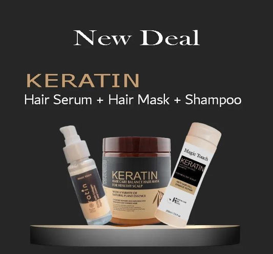 Keratin Hair Care Pack 3 in 1 Shampoo Serum Mask