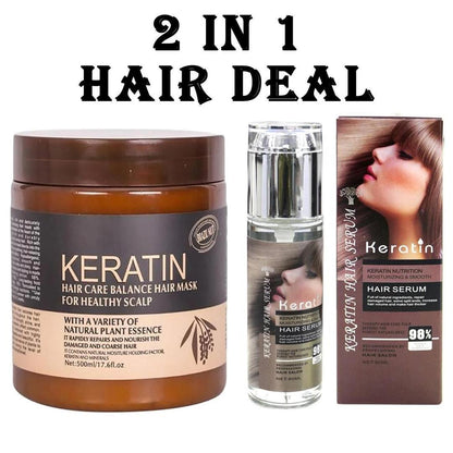 Keratin Hair Mask &amp; Serum 2 in 1 Set 500ml 80ml