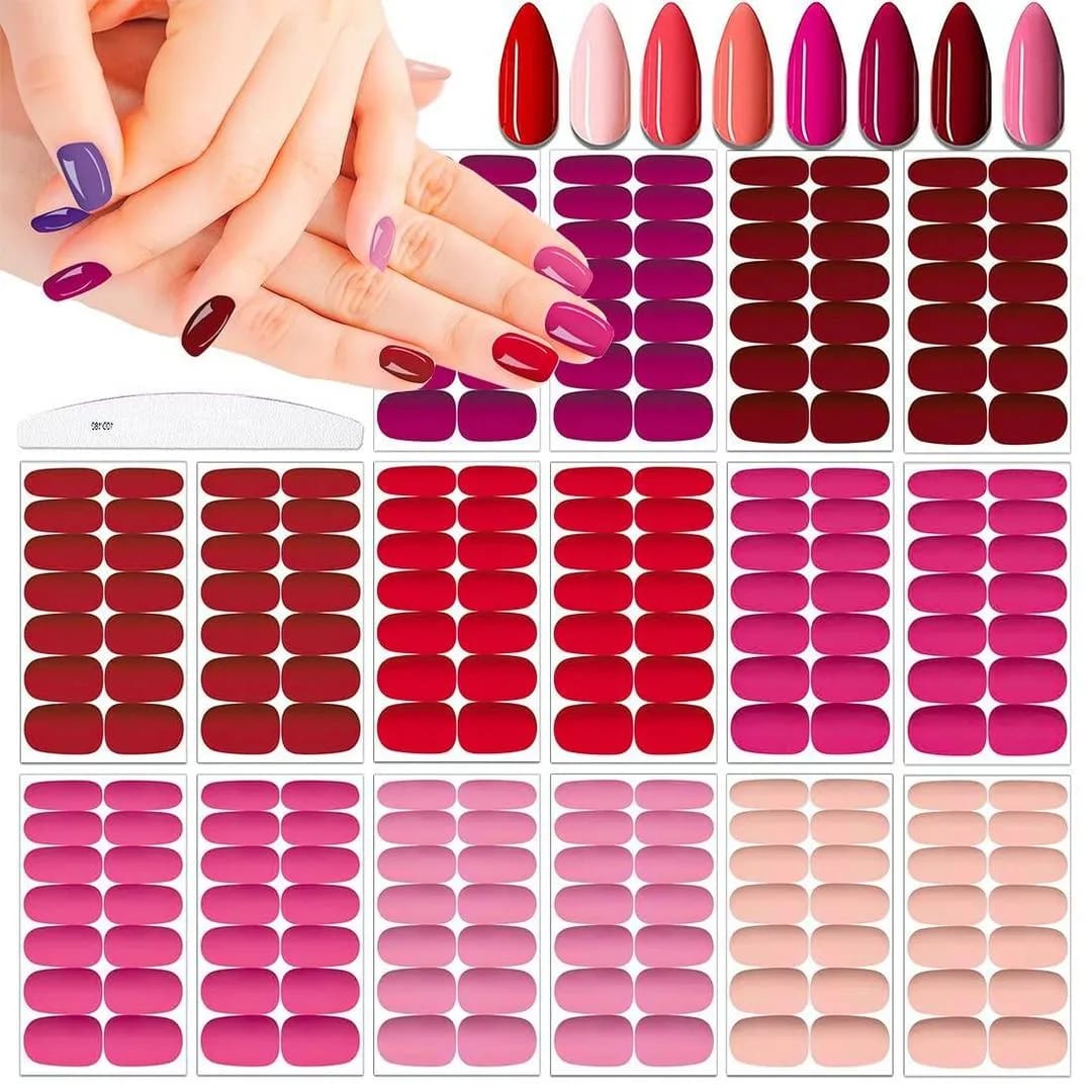 96 Pcs Multicolor ABS Fake Nails with Chrome Finish