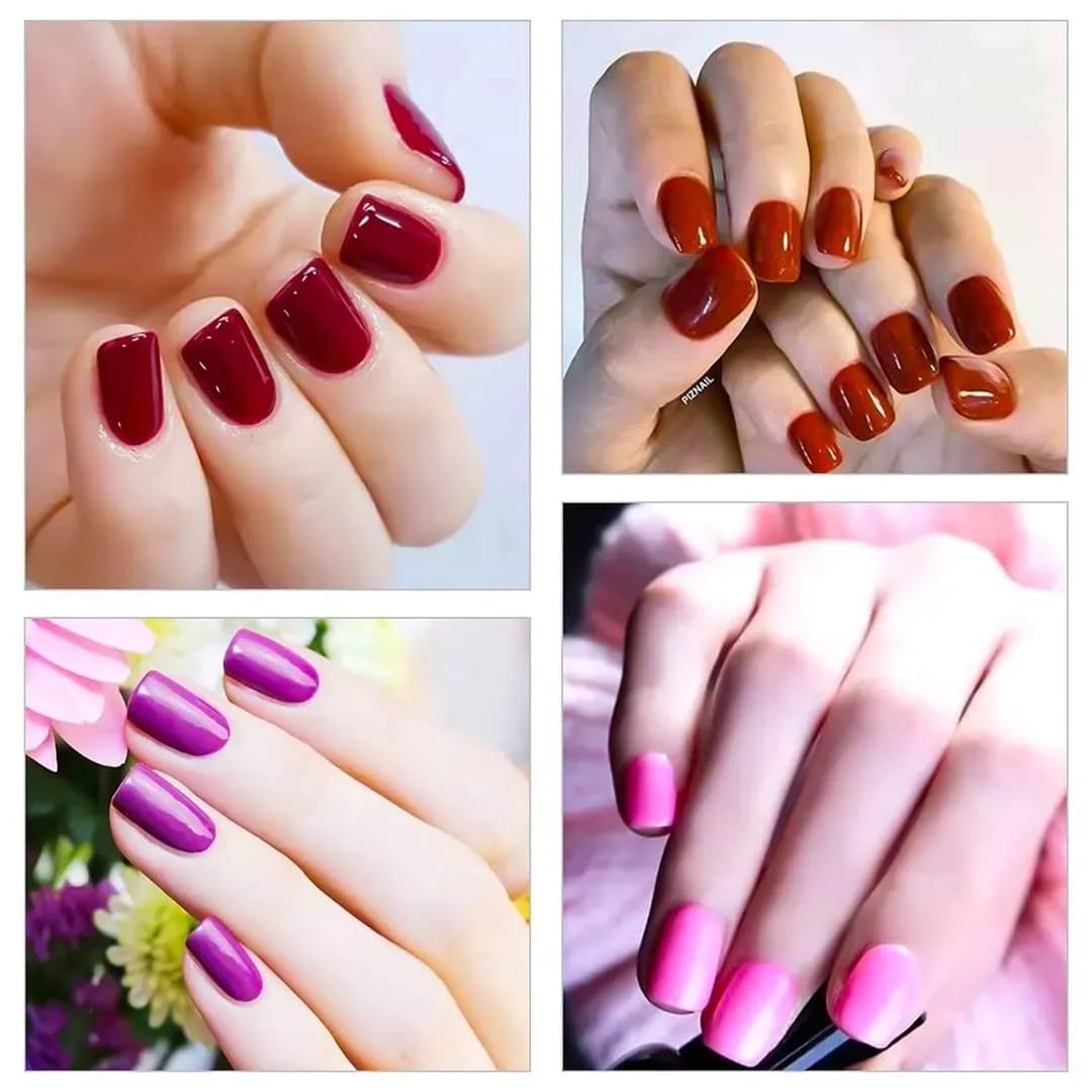 96 Pcs Multicolor ABS Fake Nails with Chrome Finish