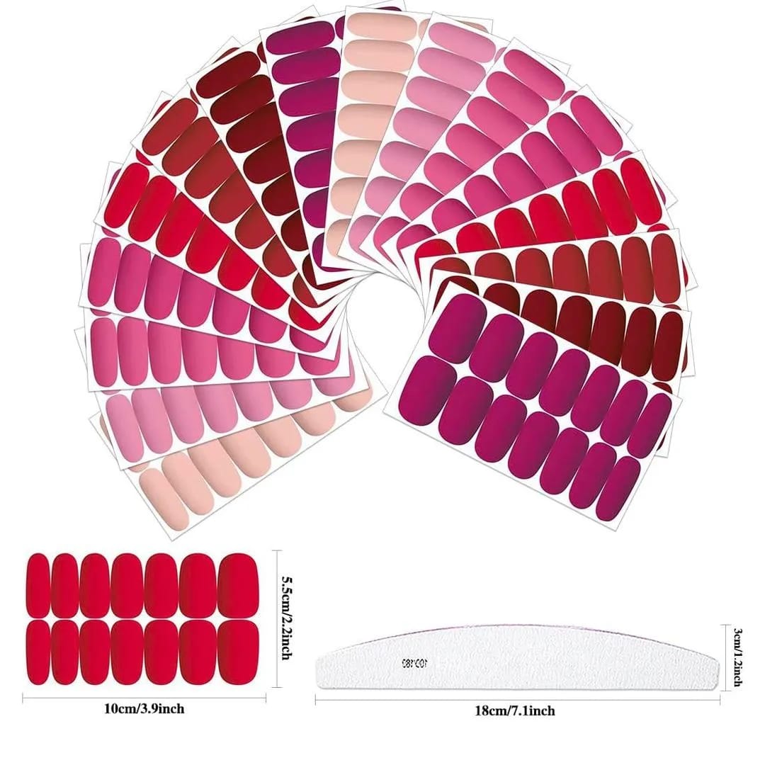 96 Pcs Multicolor ABS Fake Nails with Chrome Finish