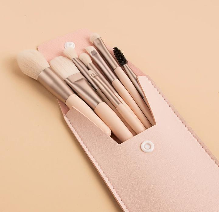 Cute Makeup Brushes Set with Leather Pouch