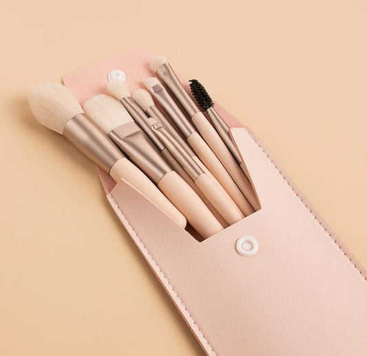Cute Makeup Brushes Set with Leather Pouch