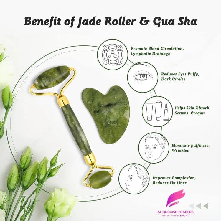 Anti-Aging Jade Roller &amp; Gua Sha Green Set