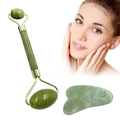 Anti-Aging Jade Roller &amp; Gua Sha Green Set