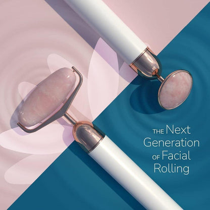 Vibrating Facial Roller Silver Pink Stone Massager