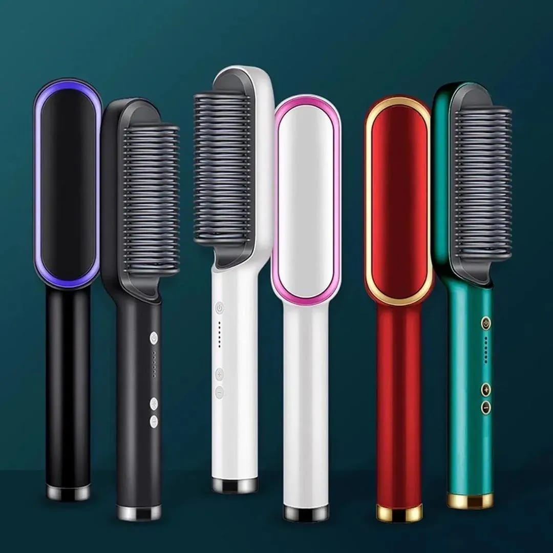 Hair Straightener Brush with 30s Heat &amp; Anti-Scald Design