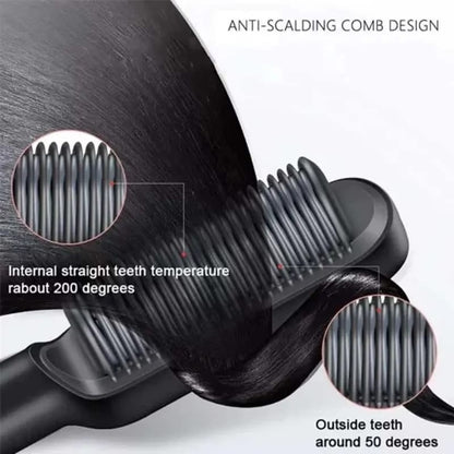 Hair Straightener Brush with 30s Heat &amp; Anti-Scald Design