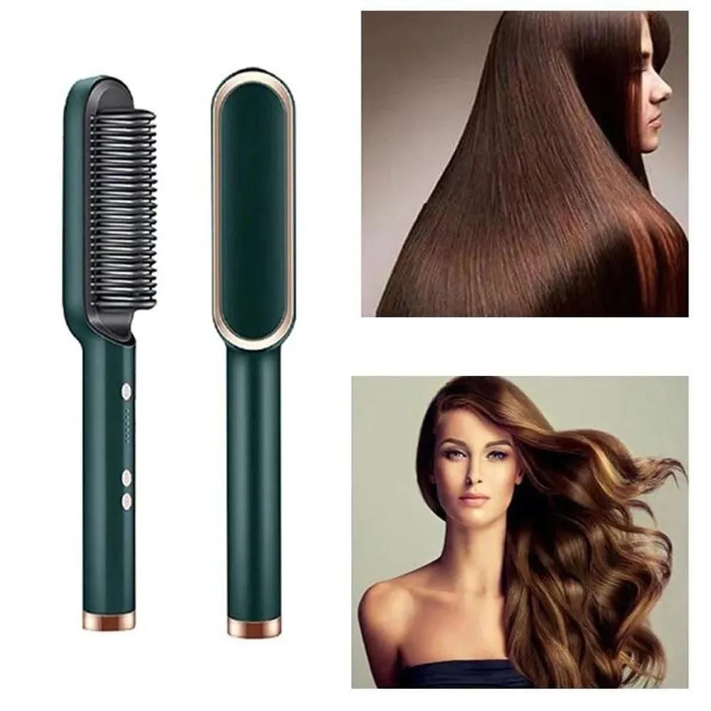 Hair Straightener Brush with 30s Heat &amp; Anti-Scald Design