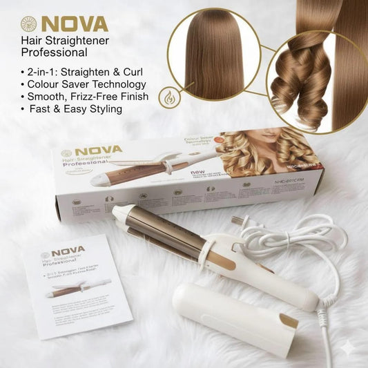 Nova 2-in-1 Hair Straightener &amp; Curler White