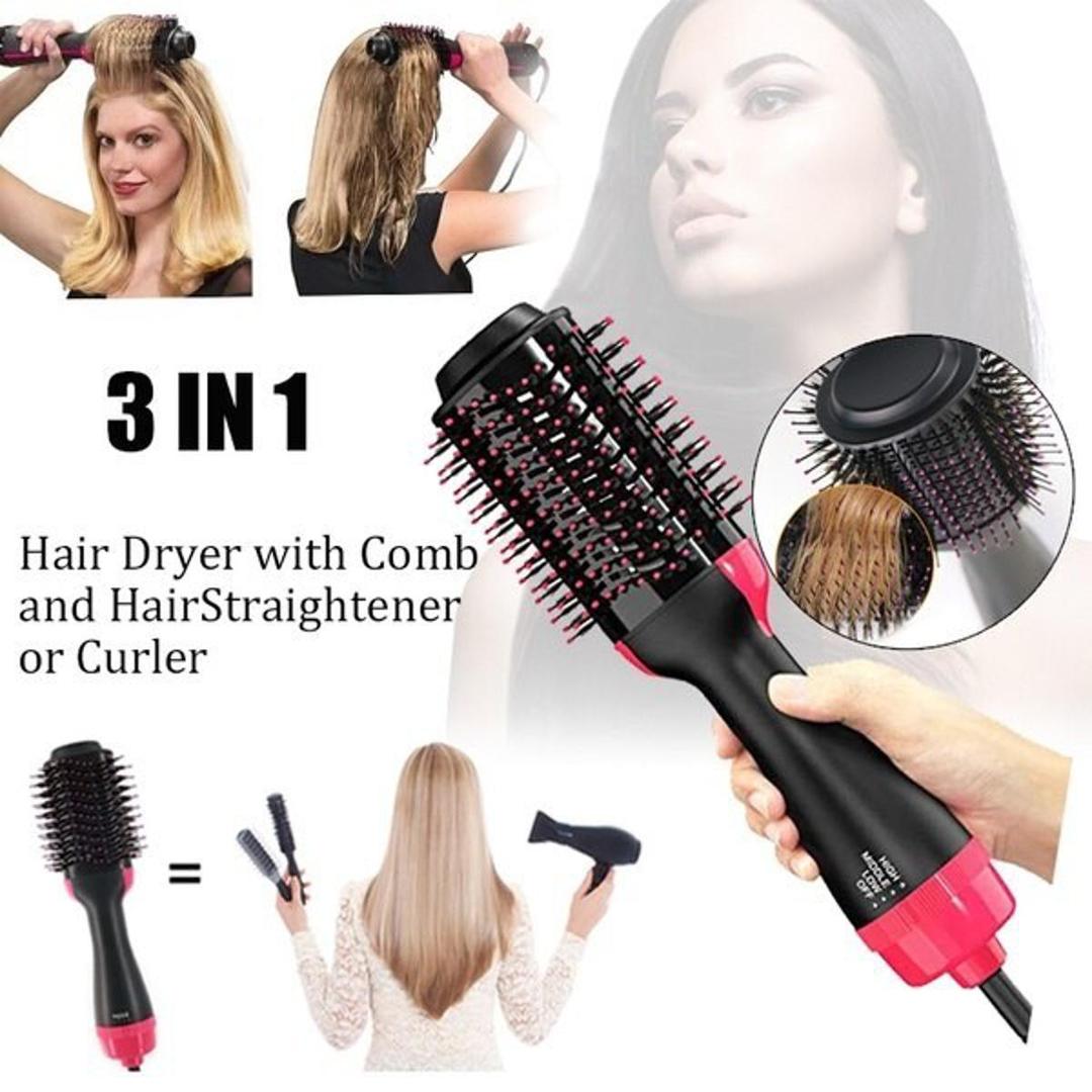 3-in-1 Hair Dryer Brush with Comb &amp; Curler
